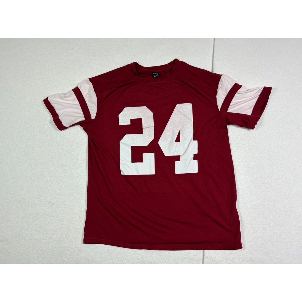 SHEIN Womens Burgundy Red Number 24 Football Jersey Tee Shirt XS Short Sleeve